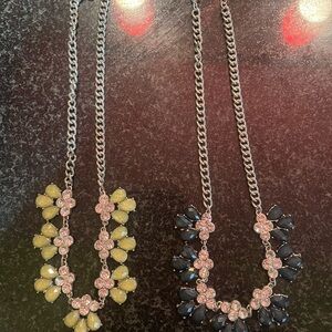 Elegant Yellow and Black Floral Necklace Set of 2